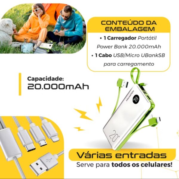 Bateria Portátil Powerback 20000 mah  - Imagem 3