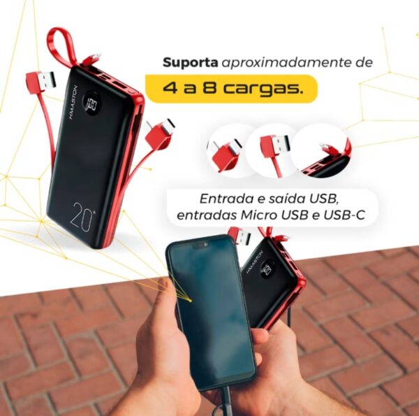 Bateria Portátil Powerback 20000 mah  - Imagem 5